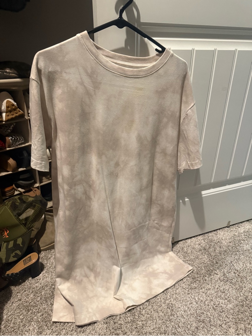 A NEW DAY - Neutral Tie-Dye Oversized Tee — Soft Beige & Cream